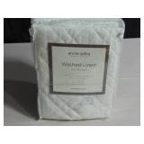 2 Pack Annie Selke Washed Linen Quilted Sham Set