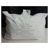 Queen 2 Pack  Medium White Duck Feather & Down Bed Pillow BOKSER HOME