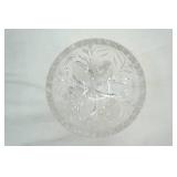 Crystal compote, Bartlett Collins Glass Hand Painted Pink Flowers Pitcher