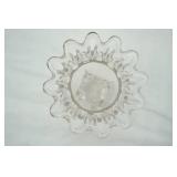 Crystal compote, Bartlett Collins Glass Hand Painted Pink Flowers Pitcher