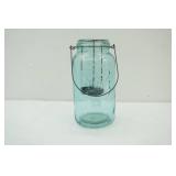 Large Aqua Blue Mason Jar Candle Holder 