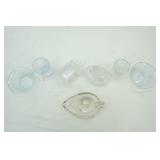 Anchor-Hocking Fire King Philbe Sapphire Blue Ovenware Custard Cups, Crystal Trinket Dish, toothpick holders, wagon