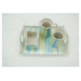 Handcrafted Sugar, Creamer, Basket, Tray Set