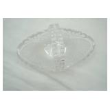 Vintage L.E. Smith Iridescent Clear Carnival Glass Basket; 5th Avenue Crystal Basket