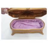 Vintage Art Nouveau gilt Jewelry casket By Jennings Brothers, Goose Statue, Rain boot flower holder