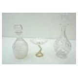 Vintage Princess House Decanter, Crystal Decanter, Cut Glass Gold Metal Koi Fish Candy dish