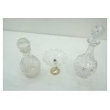 Vintage Princess House Decanter, Crystal Decanter, Cut Glass Gold Metal Koi Fish Candy dish