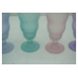Vintage Libbey Watusi frosted Pastel soda fountain glasses (5)