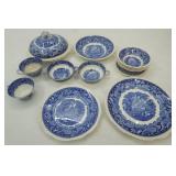 Vintage Masons Vista dish ware , covered bowl , bowl, plates, saucers, 2 handled bowls, cups