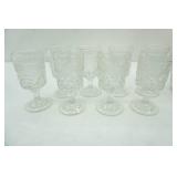 Vintage Anchor Hocking Wexford glass decanter with 8 wine glass cups