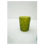 Vintage Anchor Hocking forest Green Sandwich custard cups, Green Glass Votive candle holder , green glasses Tall green candle holder