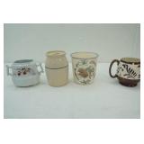 Vintage English ware pitcher, Royal Ironstone China 2 handled dish, stoneware canister no lid, garden design canister