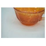 Vintage Federal glass Normandie  pattern marigold carnival glass bread plates(16), dinner plates(7) , luncheon plates(3), cups (9) , 1 other