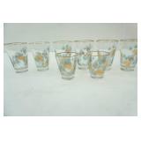 Vintage Libbey David Douglas Turquoise and gold pinecone glasses, (8)