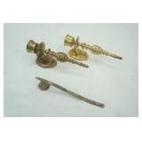 Gold Bronze brass candlesticks, candle snuffer