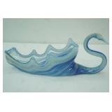 Vintage Hand Blown glass art swan bowl,18"
