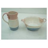 Stoneware bowl and pitcher