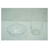 Krosno Hand-Blown Crystal Wine Decanter w/Swirl Design, Princess House Heritage Crystal Hurricane Vase