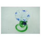 Hand-Blown Glass Flower Candle Holder 6.5" tall