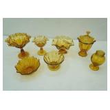 Vintage MCM Amber Glass Compotes and Other Dishes
