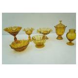 Vintage MCM Amber Glass Compotes and Other Dishes