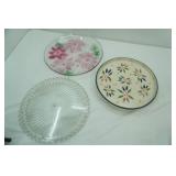 Vintage Floral Glass Plate, Temptations "Old World" Lazy Susan, Cake Platter