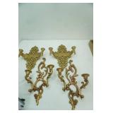 Vintage Brass Candlestick Holders, Vintage Brass Jardiniere w/Lion Head Handles and Paw Feet