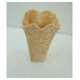Vintage Shawnee Pottery Vase Splatter Pattern w/Scalloped Edge. Peach. 11" tall