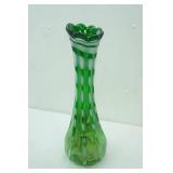 Art Glass Vase. Green Glass with White Spots. 20" tall