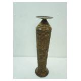 Vintage Woven Wicker Pillar Floor Candle Holder.