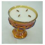 Vintage Carnival Glass Compote Dish Candle: Lilac