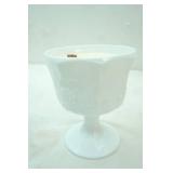 Milk Glass Compote Dish Candle: Creme Brule