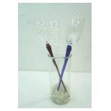 Hand-Blown, Footless, Long-Stem Crystal Champagne Flutes with colorful stems