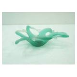 Vintage Murano Style Hand Blown Glass Starfish bowl in a Frosted Aqua blue and white Biomorphic design