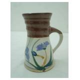Hand Thrown Pottery  Mug, with floral design , 7"