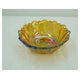 Vintage Marigold Pattern Carnival Glass Bowl 9" wide by 3.25" tall