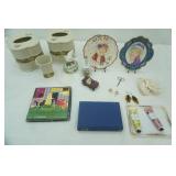 Croscill Riverside Floral Banded Porcelain Tissue Box Covers and Toothbrush Holder, Hand-Painted 3D Cameo-Style Ceramic Decor Plates and More