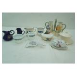 Ceramic Olive Oil Claret Set; Porcelain and Ceramic Covered Dishes, Stoneware Sugar and Creamer Set, Blue Ceramic Creamer, Blue China Creamer