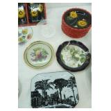 Tommy Bahama Melamine Plates, Vintage China, Vintage Ceramic Sunflower Plates and Serving Dish