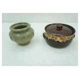 Vintage Haeger Pottery Vase; Kathy Kale Brown Drip Glaze Bean Pot