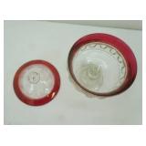 Vintage Indiana Glass  Tiffin Kings Crown Ruby Flashed Compote Dish w/Lid