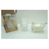 Lead Crystal Sleigh Candle; Fifth Avenue Crystal Vase