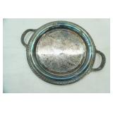 Vintage/Antique Silver-Plated Platter. Two-Handled Round Serving Tray