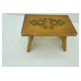 Vintage Wooden Hand-Painted Step Stool. 12"x 7.5x7.5"