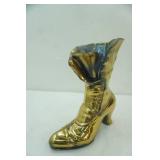 Vintage Brass Victorian Boot Vase. 9.5" tall