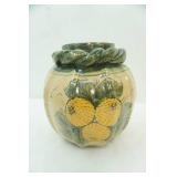 Hand-Painted Mexican Pottery Decorative Vase or Jar. Sarreid Melon Shaped Artichoke Vase Vessel? Majolica