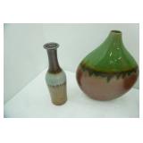 NEW 2 Large Ceramic Vases. 14.5" tall and 14" around; The flat one is 16" tall and about 13" wide