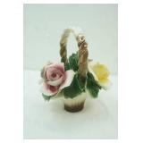 Vintage Capodimonte Porcelain Flower Arrangement in Basket