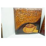 3D floral mixed media print, 2 Metal Coffee Shop Decor Signs.