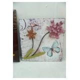 3D floral mixed media print, 2 Metal Coffee Shop Decor Signs.